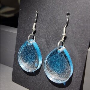 Elegant Blue Teardrop Earrings with Glitter